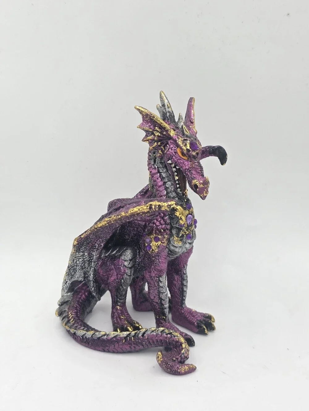 Purple Resin Dragon With Rhinestones